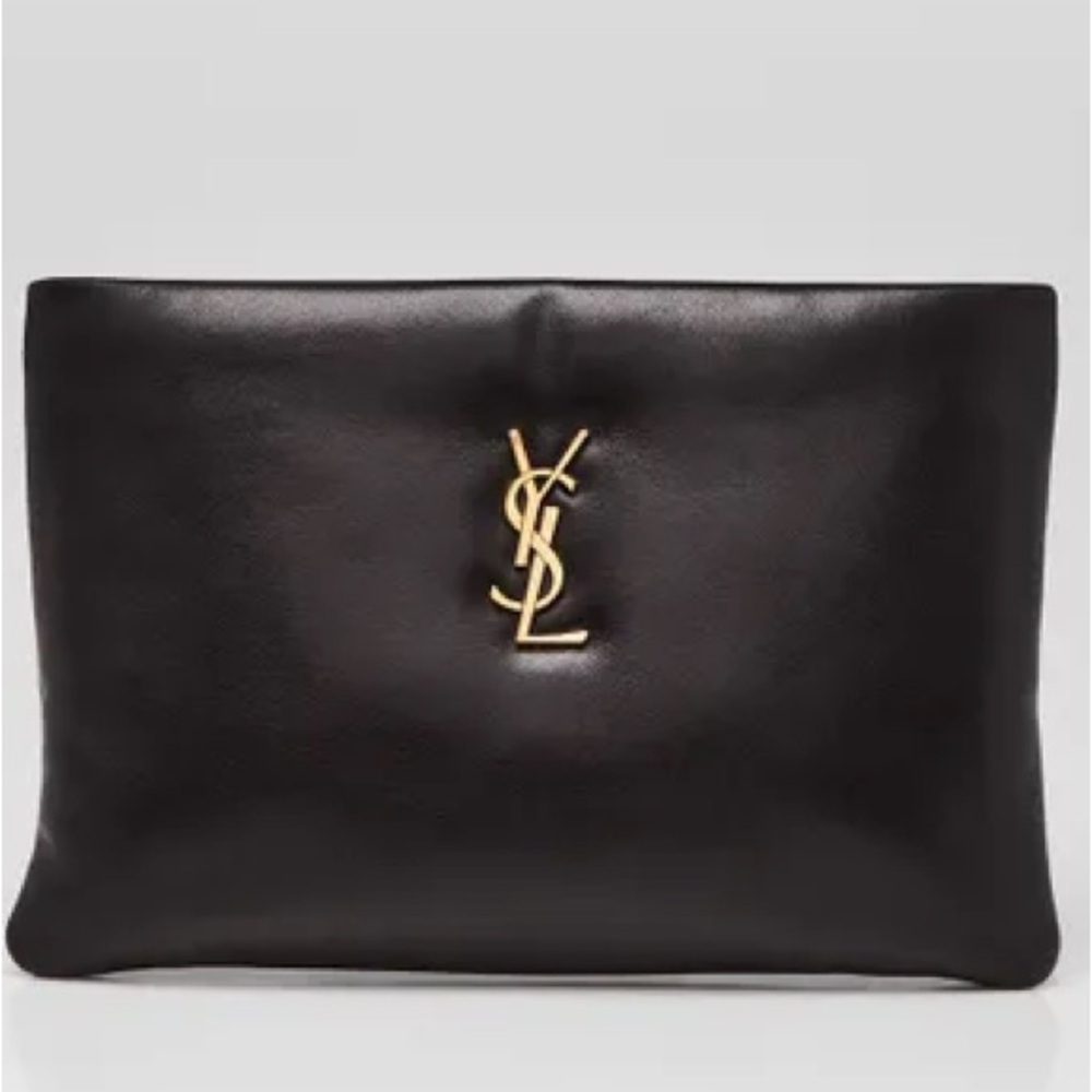 YSL Black Leather Calypso Pouch